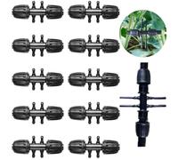 10Pcs Barbed Tee Irrigation Fittings, HOINCO 1/3 Inch to 1/4 Inch Irrigation Tube Anti-Drop Quality Fitting, 8mm ID 12mm OD Pipe Turn 4mm ID 7mm OD Hose, 6-Way Adapter for Lawn, Farm, Garden(Black)