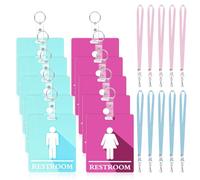 10PCS Bathroom Passes for Classrooms Includes Key Holder, Bathroom Key Chain for Business School Toilet Office Restaurant Public Place, Pink and Blue School Bathroom Pass for Women Men