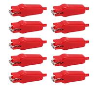 10pcs Battery Clamps Strong Bite Force Electric Wire Clips Connectors 20A Large Opening for Electrical Devices (Red)