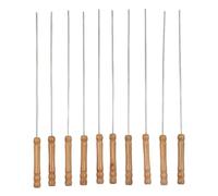 10pcs BBQ Skewers Stainless Steel,Metal Kebab Skewers Reusable Chicken Skewers with Wooden Handle