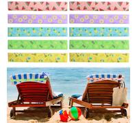 10Pcs Beach Towel Bands for Sun Loungers,Elastic Cruise Chair Towel Bands Sunbed Straps Holders Windproof Sun Bed Towels Holder Accessories for Summer Beach Towels,Pool(5 Styles,30x5cm)