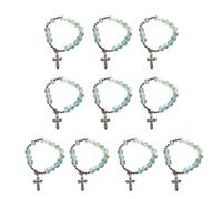 10PCS Beaded with Crucifix Pendant Religious Crucifix Charm Beaded Bracelets Spiritual Present