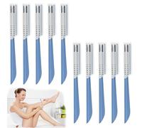 10Pcs Beard Mustache Straight Edge Razors, Men Eyebrow Shaper Straight Eyebrow Razor Stainless Steel Blade for Facial Hair Fuzz Remover Hair Shaver Grooming Tool for Travel Grooming Styling