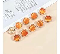 10pcs Beautiful Opal-Like Buttons 10mm Pretty Gold Color Metal Round Shank Button Shirt Collar Sleeve Buttons-Orange-10mm