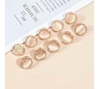 10pcs Beautiful Opal-Like Buttons 10mm Pretty Gold Color Metal Round Shank Button Shirt Collar Sleeve Buttons-Champagne-10mm