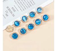 10pcs Beautiful Opal-Like Buttons 10mm Pretty Gold Color Metal Round Shank Button Shirt Collar Sleeve Buttons