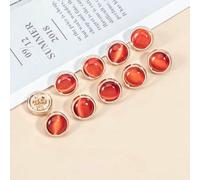 10pcs Beautiful Opal-Like Buttons 10mm Pretty Gold Color Metal Round Shank Button Shirt Collar Sleeve Buttons