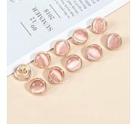 10pcs Beautiful Opal-Like Buttons 10mm Pretty Gold Color Metal Round Shank Button Shirt Collar Sleeve Buttons