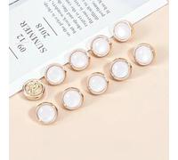 10pcs Beautiful Opal-Like Buttons 10mm Pretty Gold Color Metal Round Shank Button Shirt Collar Sleeve Buttons-White-10mm