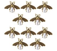 10pcs Bee Brooch Pins, Cute Multipurpose Decorative Pearl Pins Crystal Animal Lapel Pin for Clothes Shoes Bags Hair Accessories (2.5 * 3.5cm ancient silver-white diamond bee)