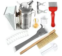 10pcs Beekeeper Tools Kit, Beekeeping Starter Kit, Bee Supplies Tools Kit, Bee Smoker,Brush ,Scraper,Catcher,Queen Marker,Feeder,Scratcher,Beehive Strips,Grip, Beekeeping Equipment for Beginner