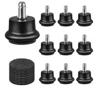 10PCS Bell Glides Replacement Kit for Office Chairs - Convert Swivel Casters to Fixed Stationary Wheels Short Profile with Self-Adhesive Felt Pads