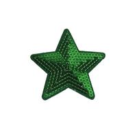 10pcs Big Sequined Star Patches Embroidery Glitter Fabric Appliques DIY Patchwork Crafts Sewing Jeans Coats Badge Suits(Green)