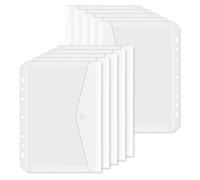 10Pcs Binder Pockets,Mini Binder Dividers,Plastic Envelopes for Documents Pocket Transparent Dividers with Pockets Pouches for Teacher Supplies Cash Budgeting Paper Folder Organizer Hook Loop Closure