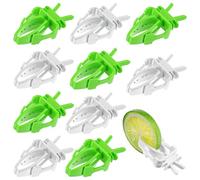 10PCS Bird Cage Food Holder, Plastic Parrot Fruit Vegetable Clips, Millet Holder for Bird Cage Parrot Food Feeder Clip for Budgie Parakeet Cockatoo Macaw Cockatiel Conure-White and Green