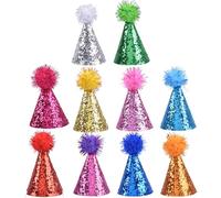 10PCS Birthday Hat Costume Accessories For Pet With Adjustable Strap And Sparkling Detail For Festival Occasion Dog Celebration Hat