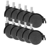 10pcs Black 1.5 Inch Nylon Threaded Stem Swivel Office Chair Casters