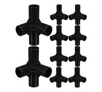 10pcs Black 16mm 4 Way Rack Connector for Shoe Cabinet Assembly