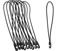 10Pcs Black 26cm/10.2inch Length Mini Bungee Cords with Hook Outdoor Short Cord Straps Elastic Rubber Tarp Ties Tents Camping Accessory for Travel