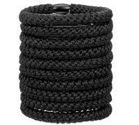10Pcs Black Braided Hair Bands, No Damage Beard Ties Set, No Slip Elastic Ponytail Holders, Workout Bracelet Accessories with Smooth Beads for Men Women Long Thick Curly Hair Bun