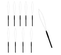10PCS Black Hair Extension Loop Needle Threader Pulling Hook Tool for Micro Rings & Nano Beads, Feather Extensions, Salon & Home Use, Durable Plastic Handle & Metal Loop