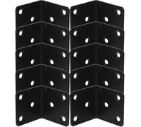 10pcs Black Iron L Bracket Right Angle Support for Wooden Shelves | Rounded Edges, Corner Reinforcement, Cabinet Making and Construction Use, for Furniture Makers and Handymen