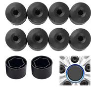 10PCS Black Lug Caps,17mm Hex Head Bolt Cover, Wheel Nut Covers Universal, Alloy Steel Wheel Lug Nut Covers Compatible with VW, Audi, Golf MK5, Bora (Black)