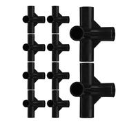 10pcs Black Plastic 4 Way 16mm Closet Rod Connectors for Shelving