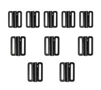 10Pcs Black Plastic Buckles Front Closure Hook Clasp Fasteners for Sewing Clothes Bras Bikini Lingerie Replacement Parts Sew On Fasteners DIY Craft Supplies (1.2cm+1.5cm)