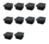 10PCS Black Plastic End Caps M8 Thread Nut Pipe Plugs Square Tubes Inserts Furniture Leg Plug for Pipe Tables Chairs Desks Beds, 25mm x 25mm