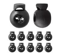 10pcs Black Toggles for Drawstrings & Shoelaces, Plastic Cord Adjusters with Single Hole Spring Locks for Clothing, Backpack & Luggage