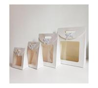 10Pcs Black/White Gift Bags With Clear Window Kraft Paper Bag With Handle Candy Biscuits Cake Packing Box Eid Mubarak Gift Bag(1pc A 19x9x27)