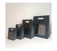 10Pcs Black/White Gift Bags With Clear Window Kraft Paper Bag With Handle Candy Biscuits Cake Packing Box Eid Mubarak Gift Bag(1pc B 14x7x20)