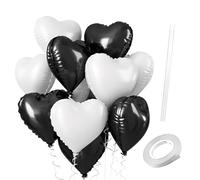 10pcs Black White Heart Balloons, 18 Inch Solid Colored Romantic Decoration Balloons for Romantic Decoration Wedding Proposal Valentine’s Day,Birthday Party,Holiday Party Decorations.