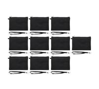 10PCS Blank Canvas Cosmetic Bags with Lanyard, Craft Travel Makeup Pouch Kit, Portable Multipurpose Zipper Bag for Organizing Toiletries Art Supplies (White) (Black)