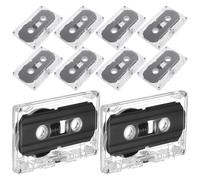 10pcs Blank Cassette Tapes 60 Minute Plastic Retro Reusable | Black Finish, Hard Case Included, Compatible with Most Classic Cassette Players, Creative Projects