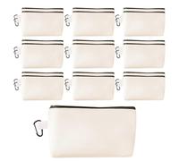 10Pcs Blank Cotton Canvas Bag Sublimation Makeup Bags Bulk DIY Canvas Zipper Pouch Bags for Cosmetic, Coin Purse, Pencil Case & Travel Organizer (20, Beige)