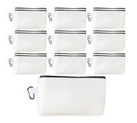 10Pcs Blank Cotton Canvas Bag Sublimation Makeup Bags Bulk DIY Canvas Zipper Pouch Bags for Cosmetic, Coin Purse, Pencil Case & Travel Organizer (20, White)