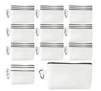 10Pcs Blank Cotton Canvas Bag Sublimation Makeup Bags Bulk DIY Canvas Zipper Pouch Bags for Cosmetic, Coin Purse, Pencil Case & Travel Organizer (30, White)