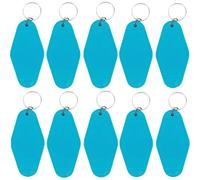 10pcs Blank Hotel Keychains Bulk Vintage Motel Keychain Sublimation Keychains Heat Transfer Keychains DIY Keychain tags, Light Blue