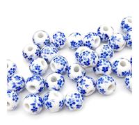 10pcs Blue 10mm Ceramic Round Patterned Bead Loose Spacer Beads For Jewelry DIY Handmade Bracelet Necklace Accessories Convenient and clever