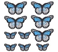 10pcs Blue Butterfly Iron On Patches for Clothes, Ymapinc Cute Embroidered Sew On Patches for Clothing, Bags & Jackets, Monarch Butterfly Decorations Accessories, Applique Patch for Hats & T-Shirts