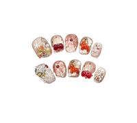 10PCS Blue Nude Aurora Butterfly Press On Nails, Short Round | Glossy ABS false nail tips with cat eye effect for party wear and summer nail art(Style 2 XS)