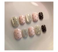 10pcs Blue Nude Short Round False Nail Shiny Aurora Butterfly Press On Nails Dopamine Cat Eye Manicure For Girls(5 Size M)
