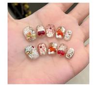 10pcs Blue Nude Short Round False Nail Shiny Aurora Butterfly Press On Nails Dopamine Cat Eye Manicure For Girls(3 Size M)