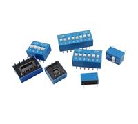 10Pcs Blue Red Slide Type Switch Module 2.54mm 1 2 3 4 5 6 7 8 10 Pin Position Way DIP Toggle/Dial/Snap Switchs(Blue,8P)