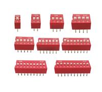 10Pcs Blue Red Slide Type Switch Module 2.54mm 1 2 3 4 5 6 7 8 10 Pin Position Way DIP Toggle/Dial/Snap Switchs(Red,2P)