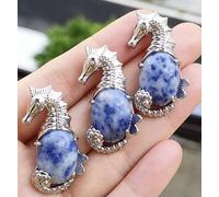 10pcs Blue Spot Jasper Gems stone Seahorse Pendants