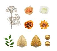10PCS Boho Cake Topper Decorations - Rose Flower Palm Leaves Balls Cake Decorations for Bohemian Wedding Bridal Baby Shower Birthday Party Supplies
