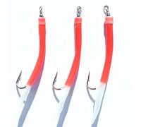 10pcs Bow Angle Hooks 6/0 8/0/10/0 12/0 14/0 Luminous Glow Red With Flasher Codfish Sea Fishing(6)